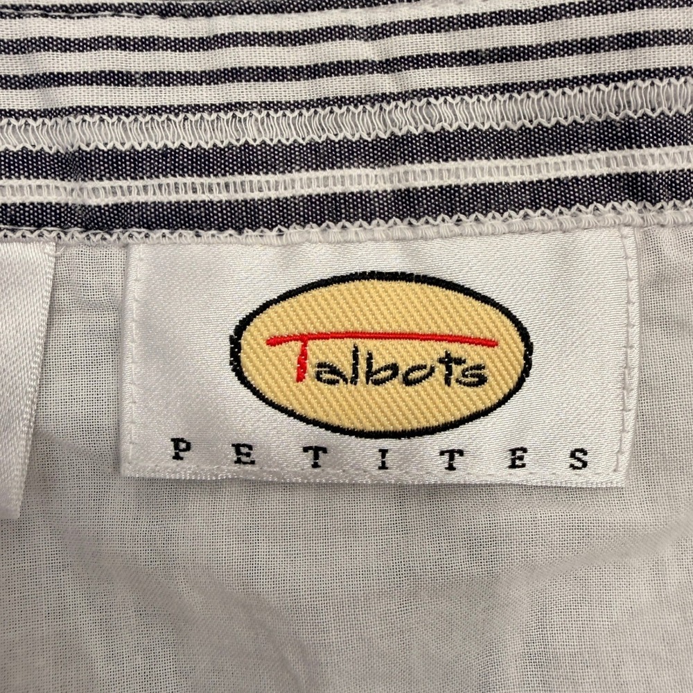Talbots Striped ALine Flare Skirt Womens 8P White Gray Lined Mitered Chevron VTG - Picture 2 of 8